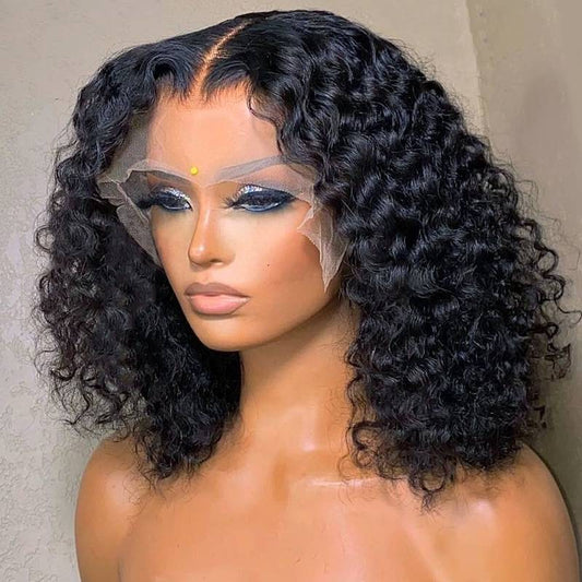 Kurze Lockige Bob Lace Front Perücke 