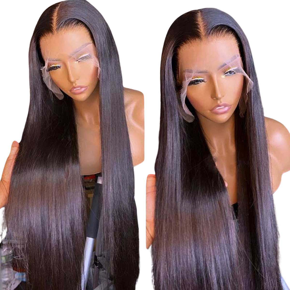 Perruque de cheveux raides 